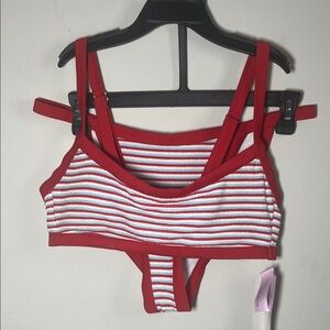 Wild Fable Red, White, Blue Striped Removable Pads 2 Piece Bikini